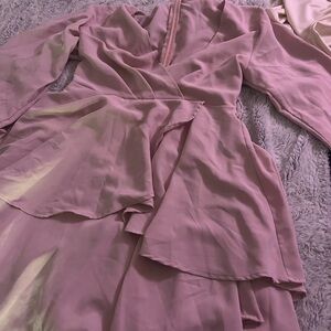 Elegant Pink Wrap Dress